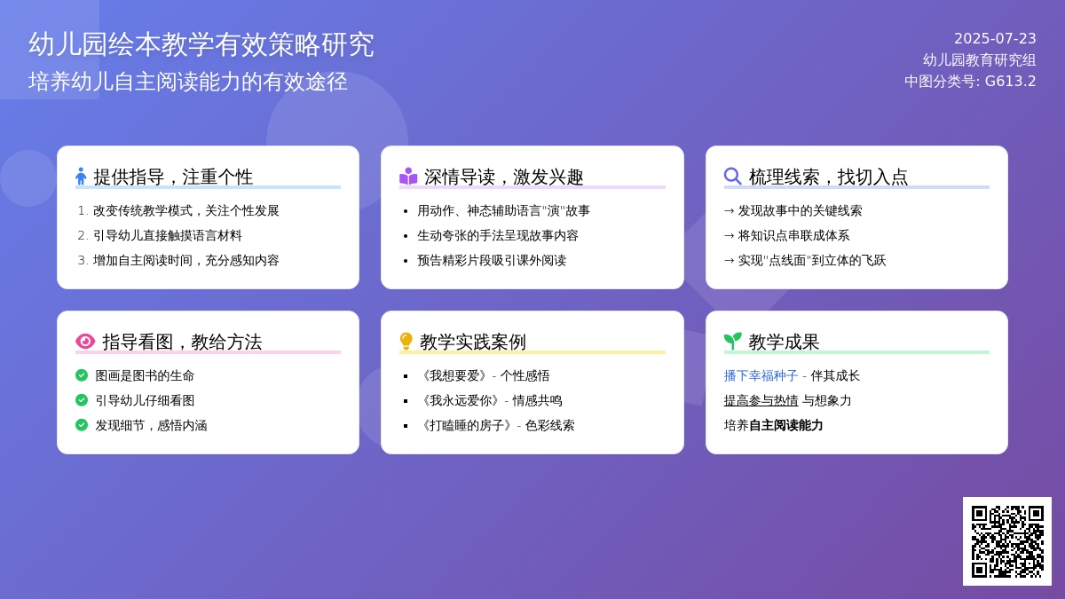 幼儿园绘本教学有效策略研究