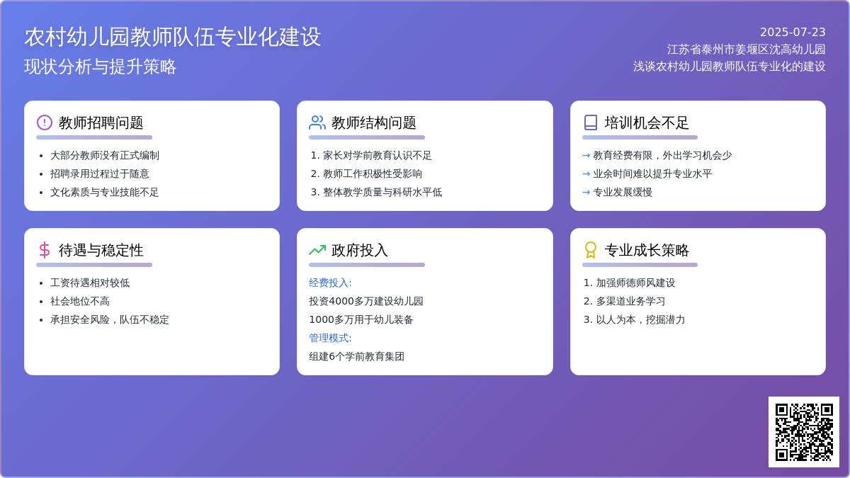 浅谈农村幼儿园教师队伍专业化的建设