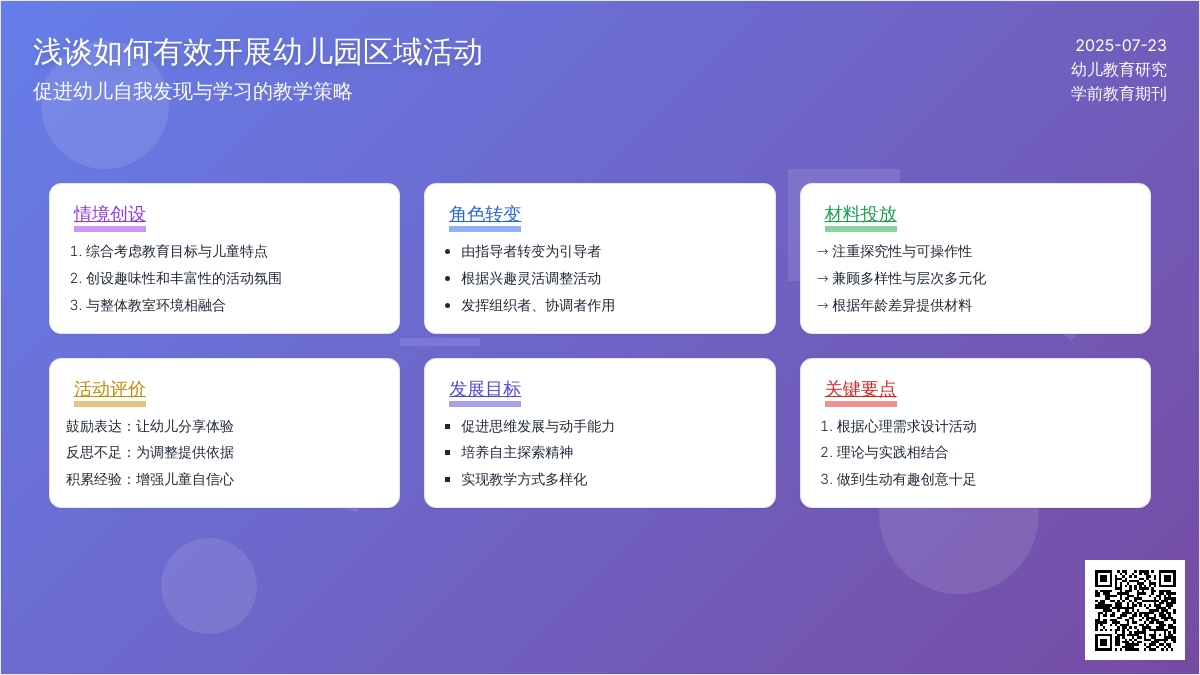 浅谈如何有效开展幼儿园区域活动