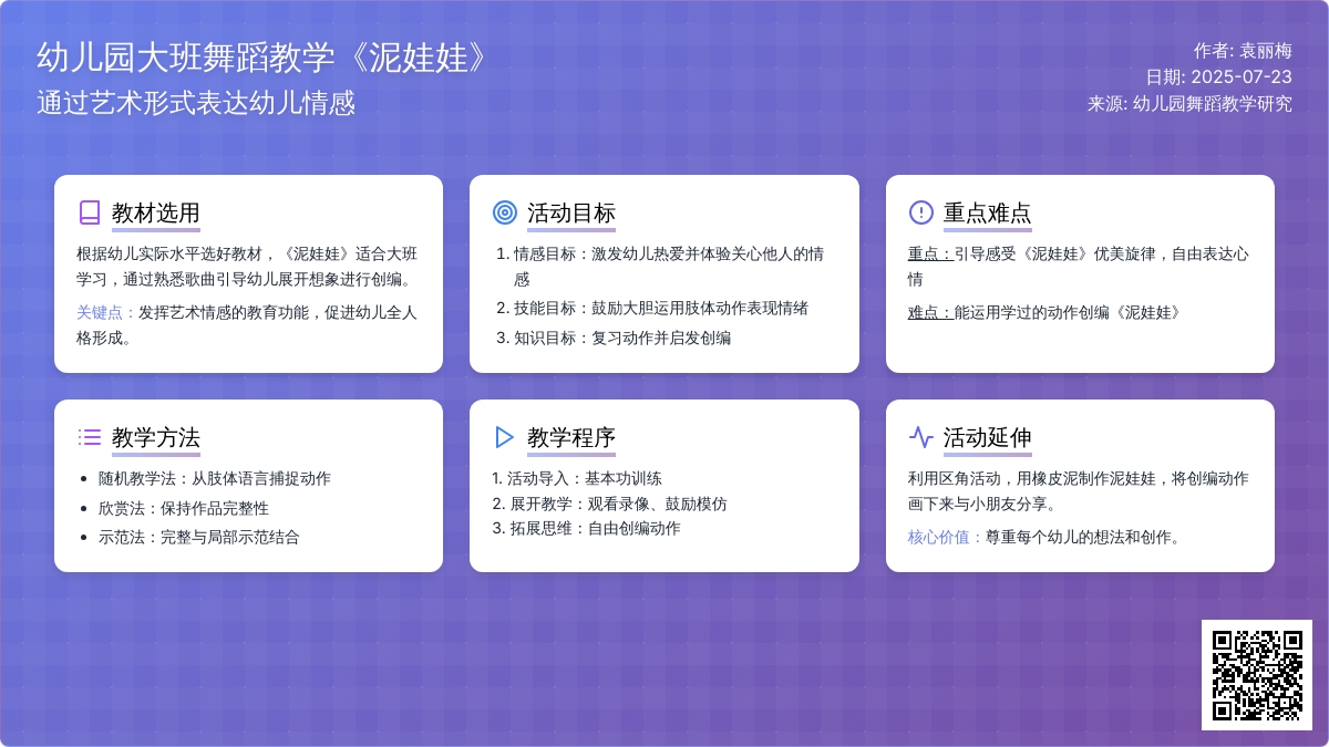 说课：幼儿园大班舞蹈教学《泥娃娃》
