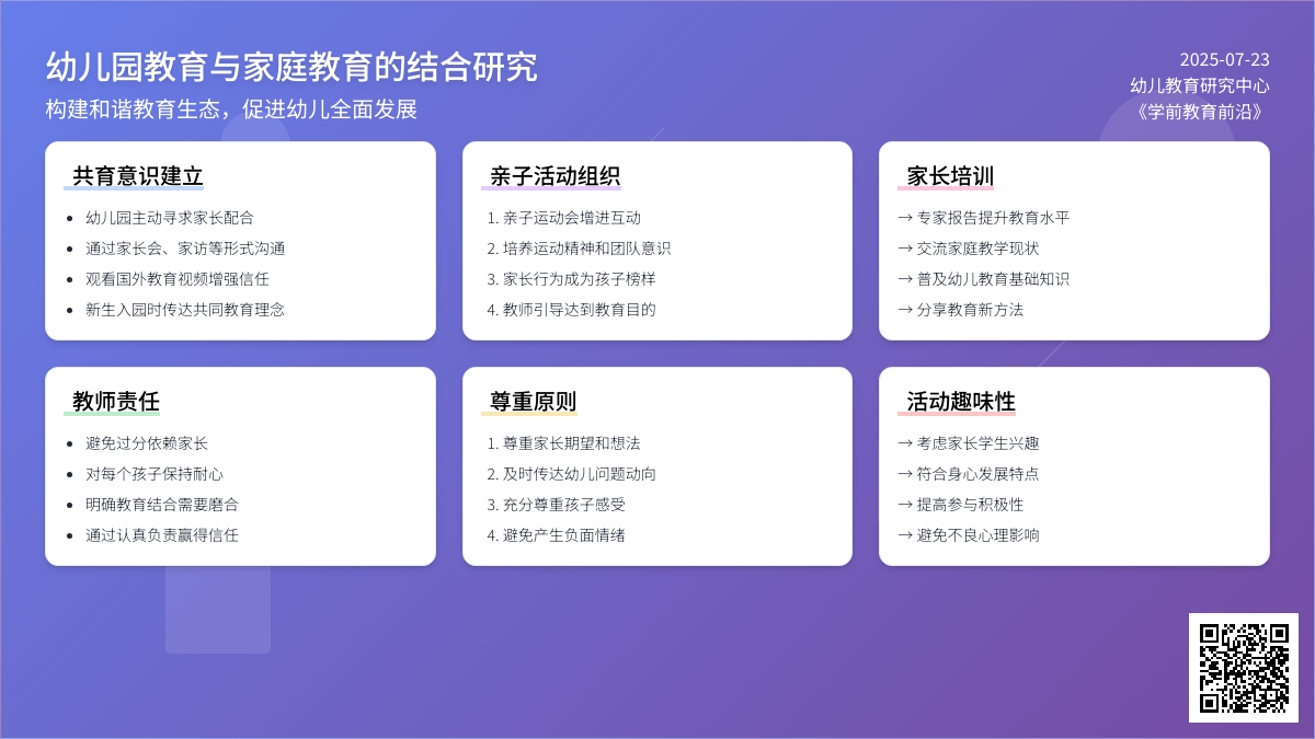 幼儿园教育与家庭教育的结合研究