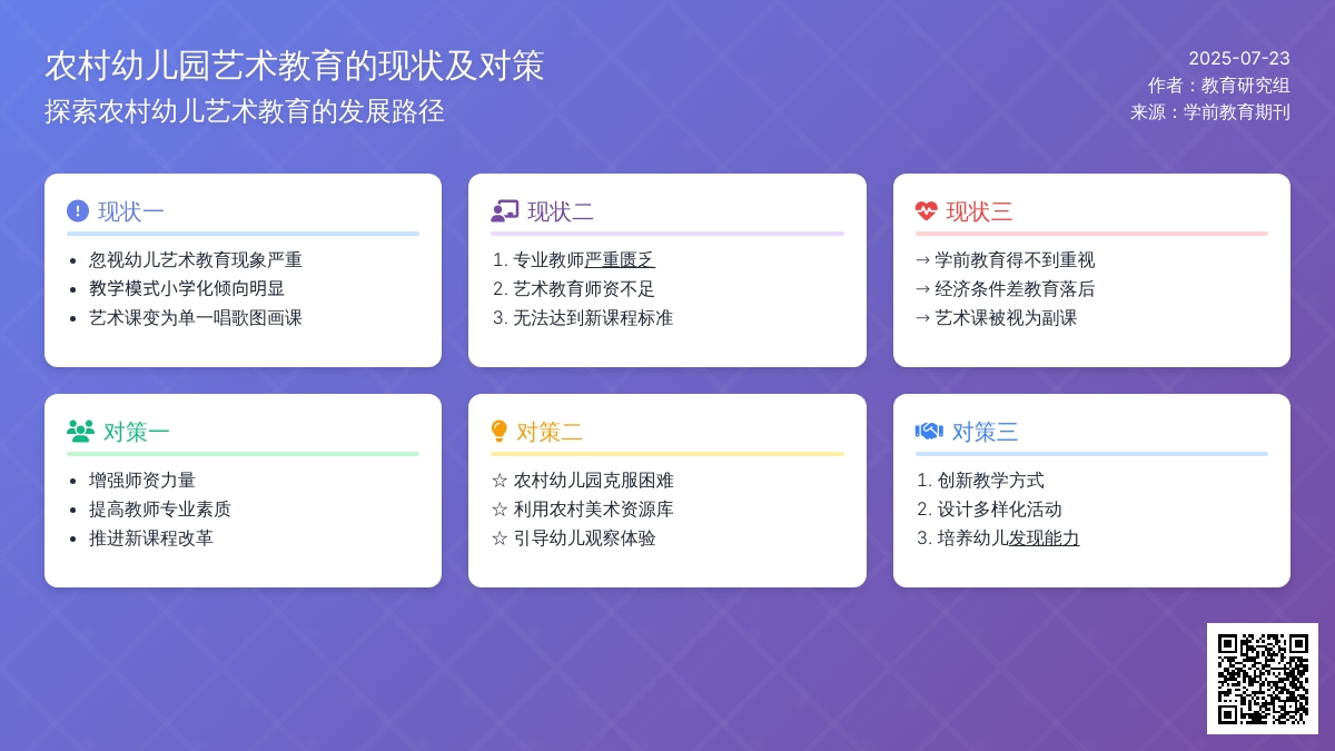 农村幼儿园艺术教育的现状及对策