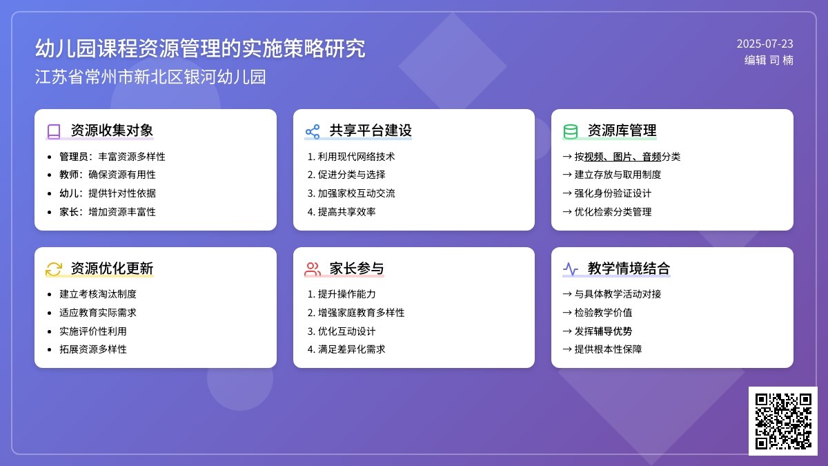 幼儿园课程资源管理的实施策略研究