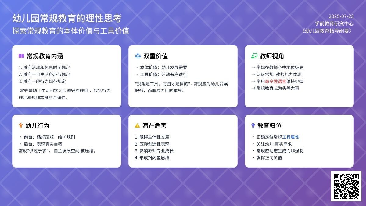对幼儿园常规教育的理性思考