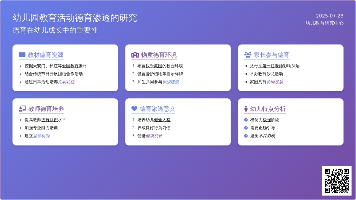 幼儿园教育活动德育渗透的研究