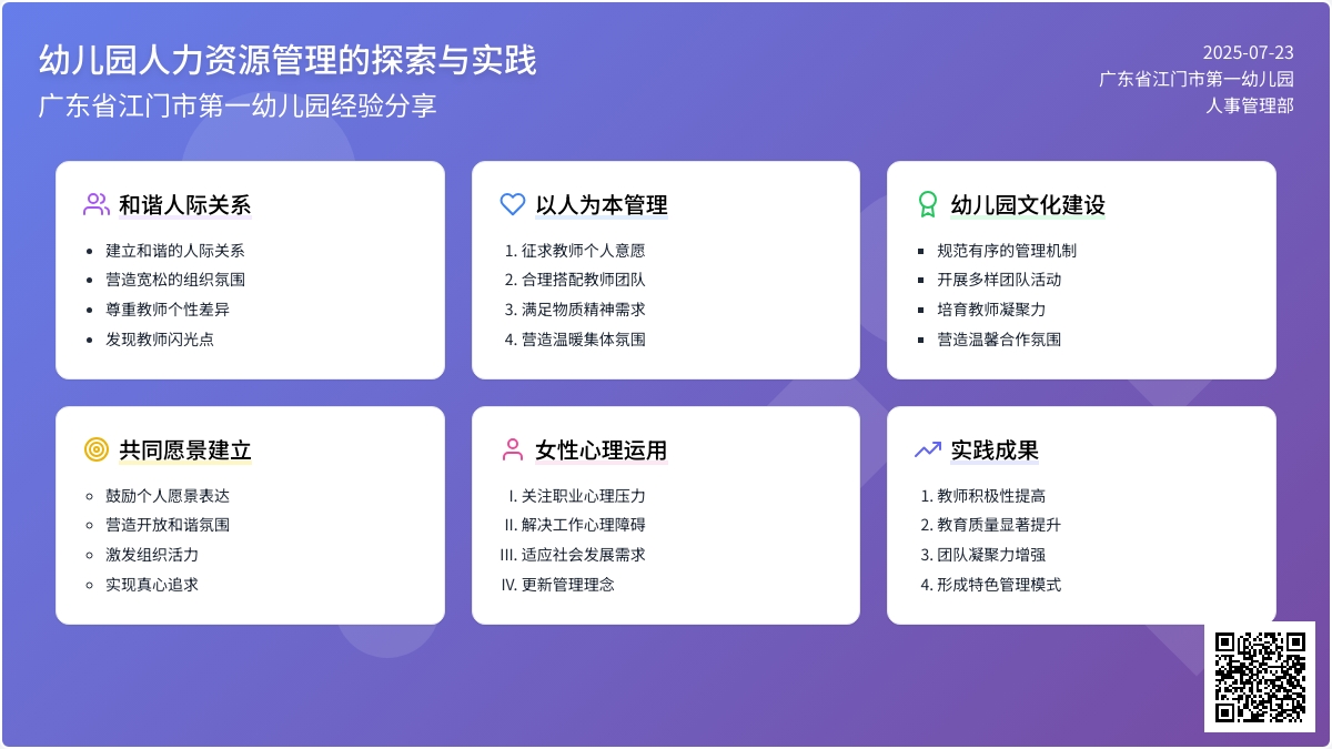 幼儿园人力资源管理的探索与实践