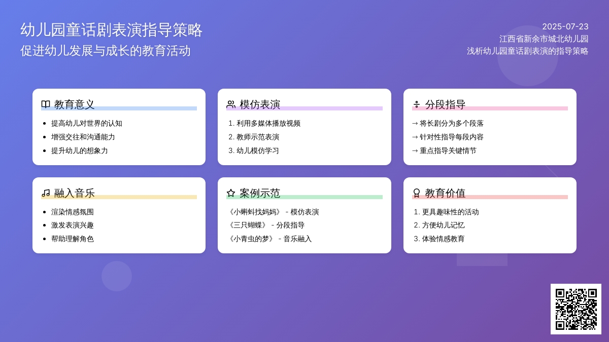 浅析幼儿园童话剧表演的指导策略