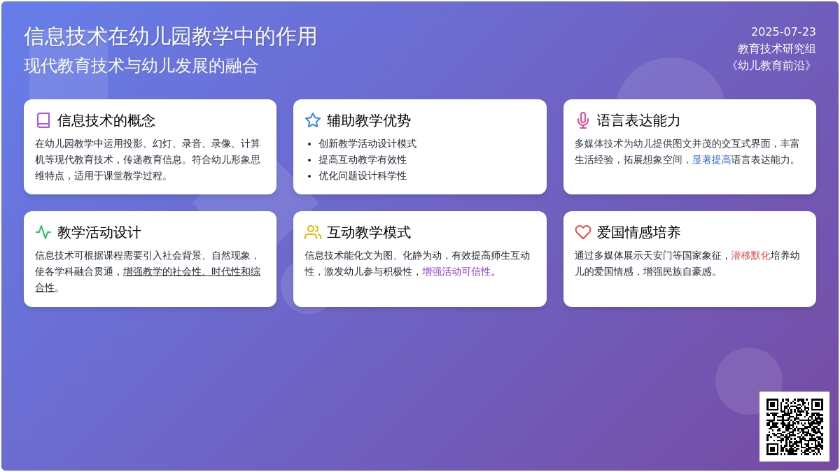 信息技术在幼儿园教学中的作用