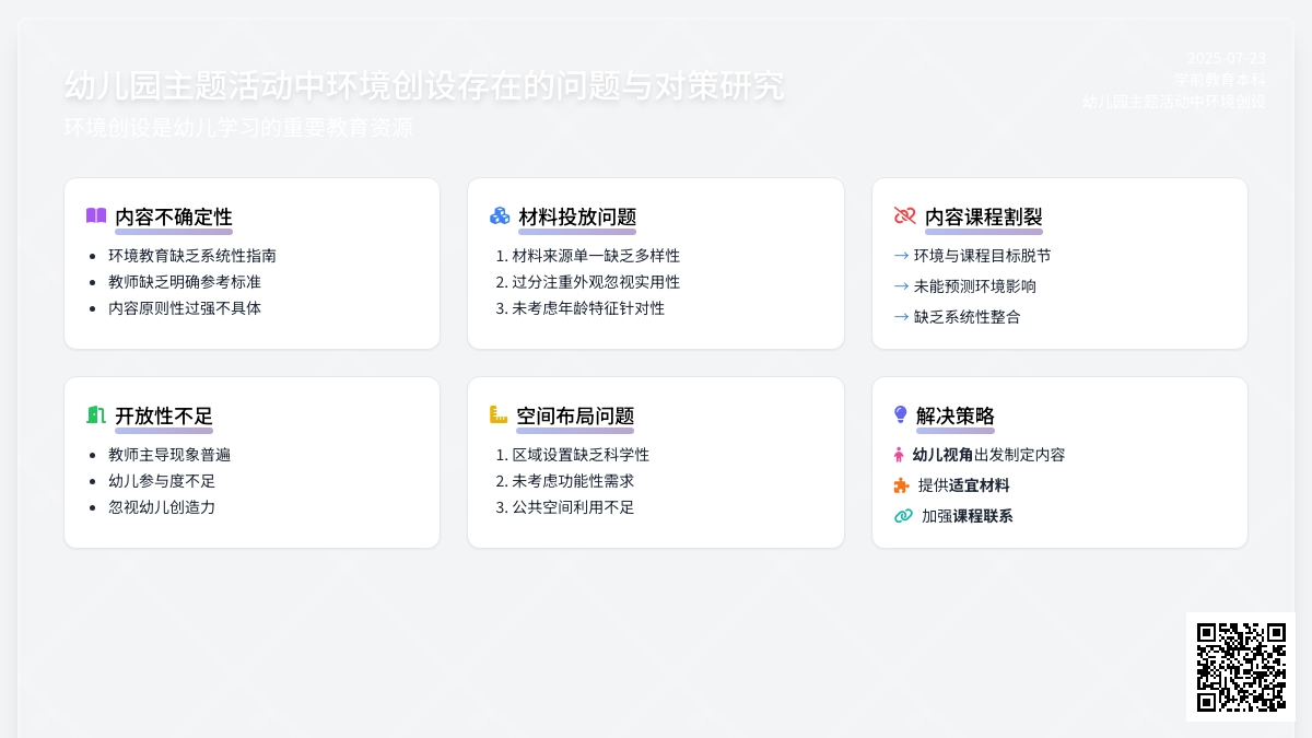 幼儿园主题活动中环境创设存在的问题与对策研究
