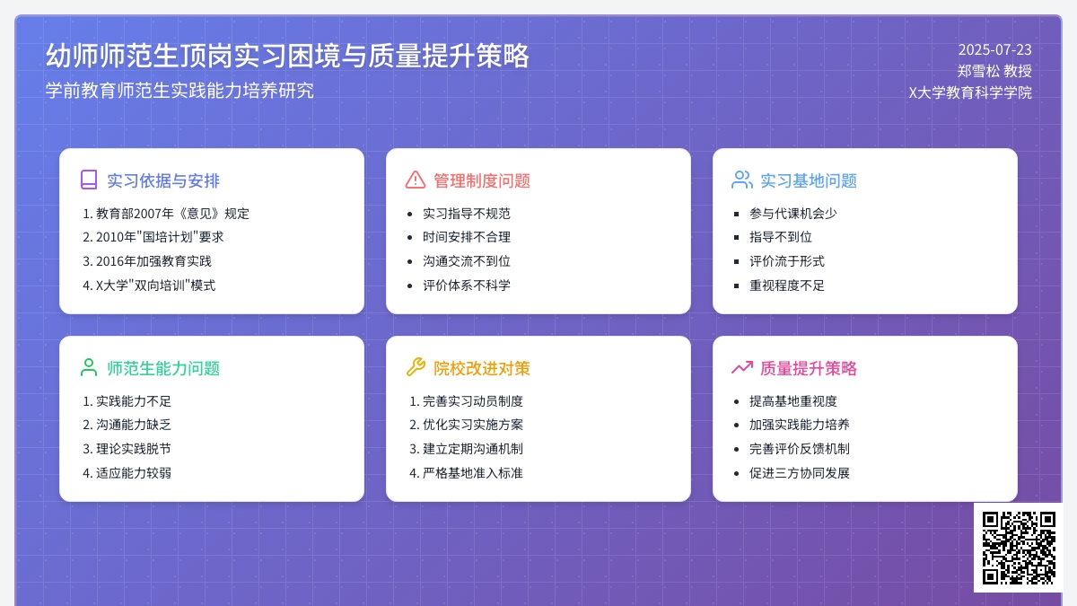 幼师师范生顶岗实习困境与质量提升策略论文