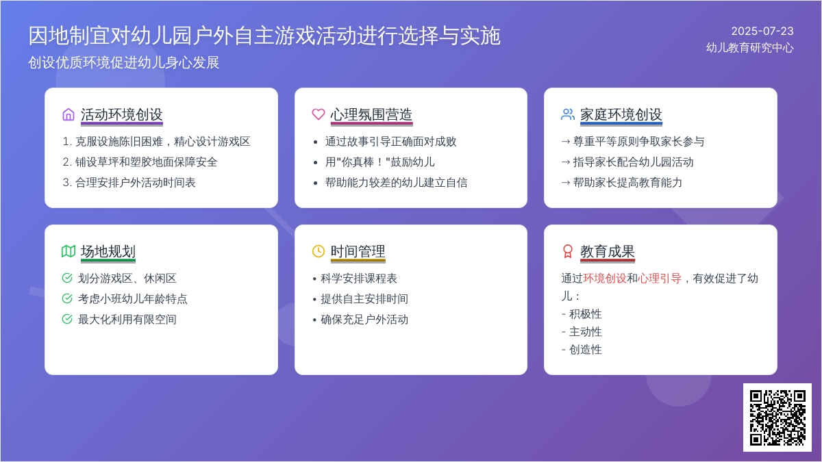 因地制宜对幼儿园户外自主游戏活动进行选择与实施