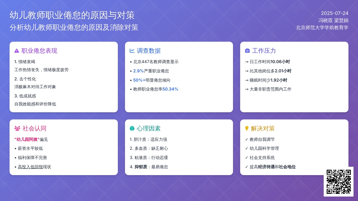 幼儿教师职业倦怠的原因与对策论文