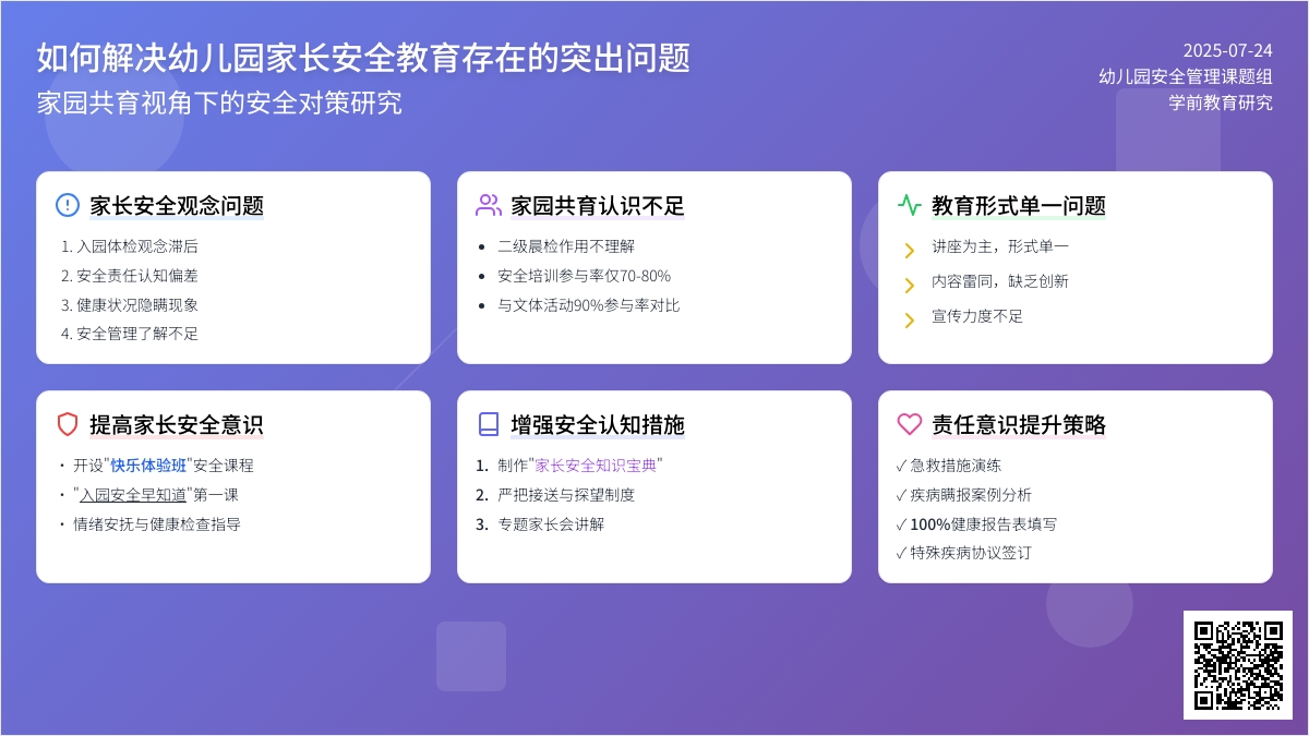 如何解决幼儿园家长安全教育存在的突出问题论文