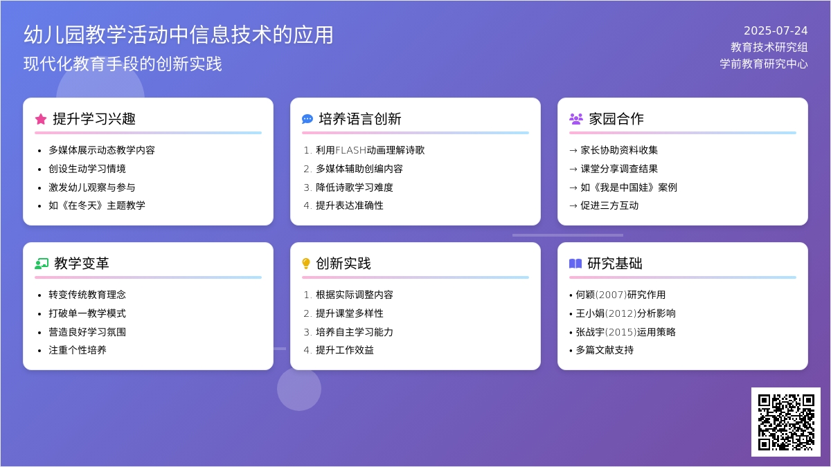 幼儿园教学活动中信息技术的应用