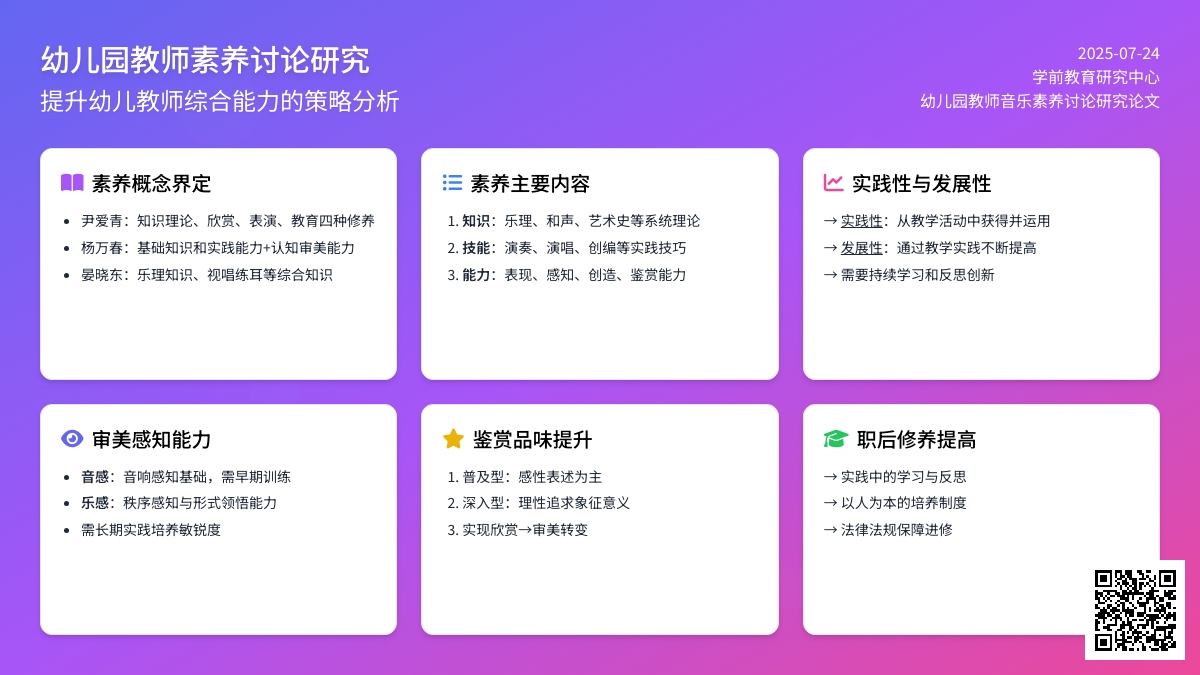 幼儿园教师音乐素养讨论研究论文
