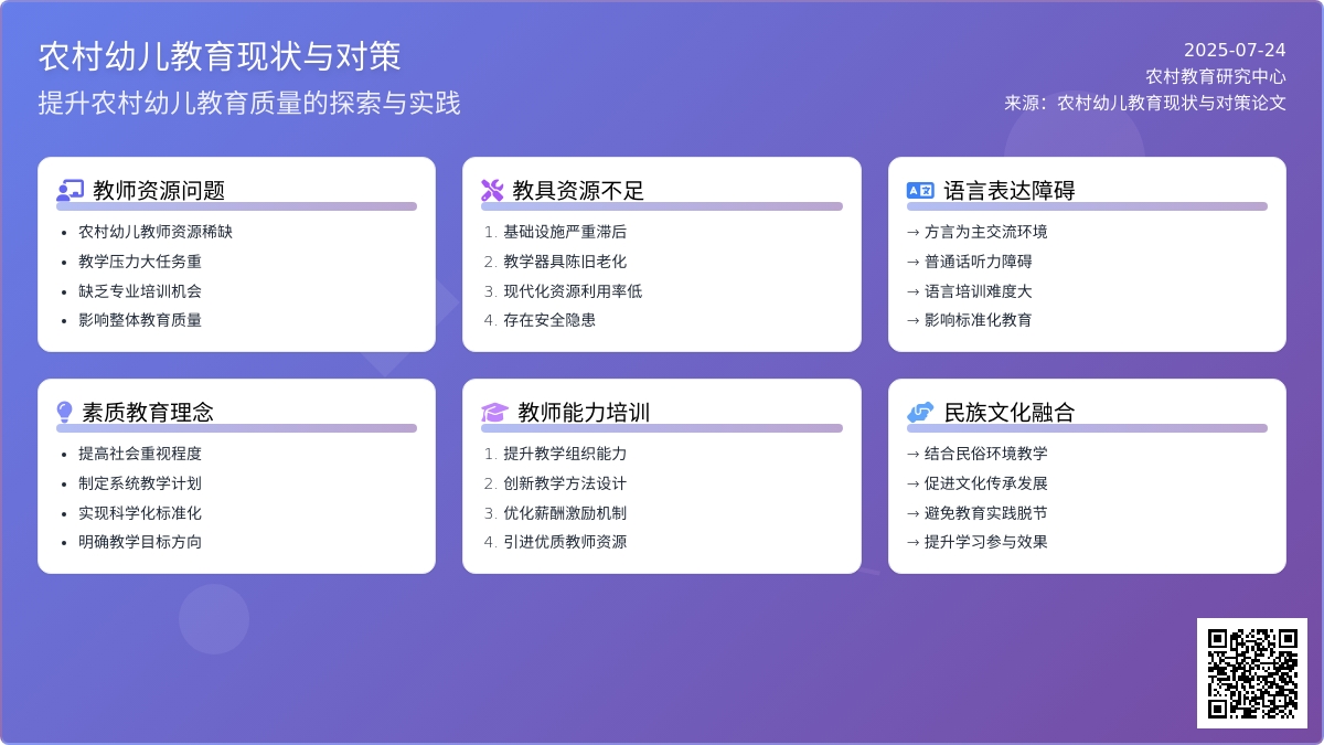 农村幼儿教育现状与对策论文