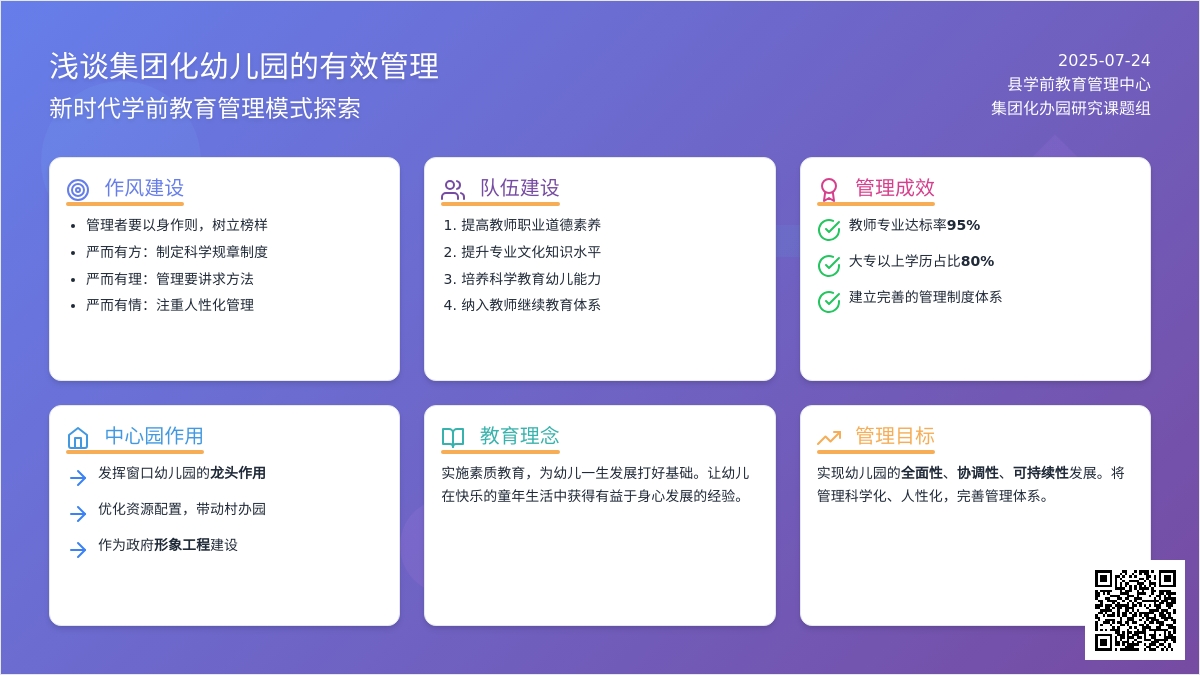 浅谈集团化幼儿园的有效管理论文