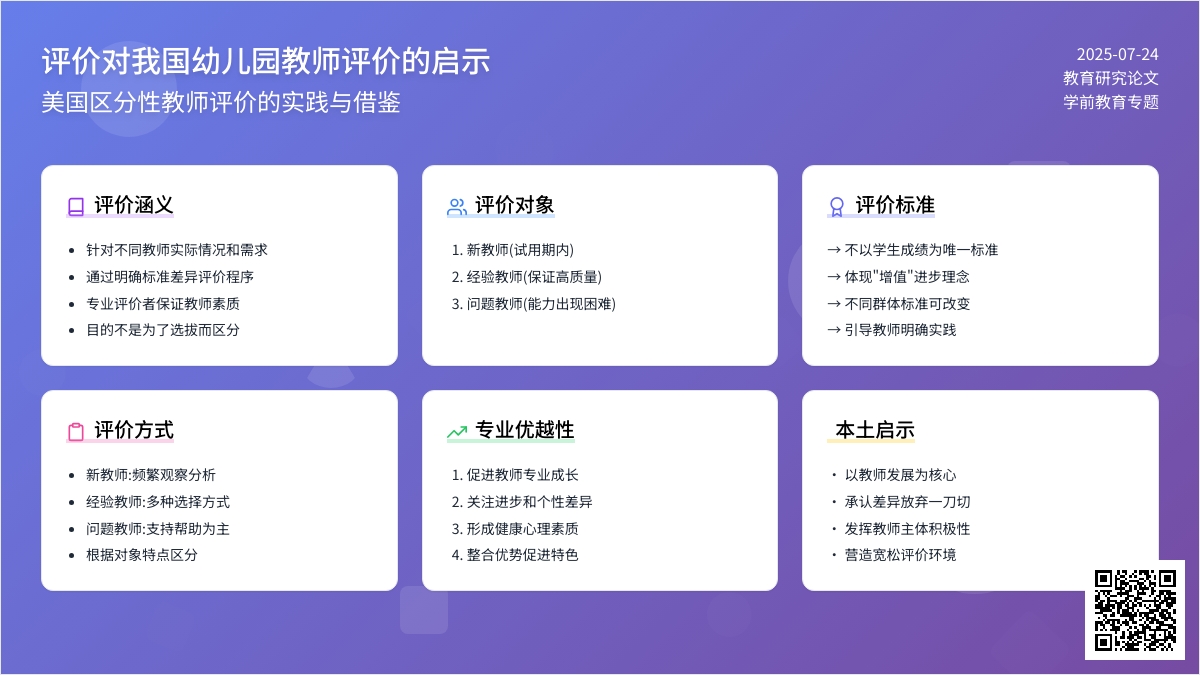 评价对我国幼儿园教师评价的启示论文