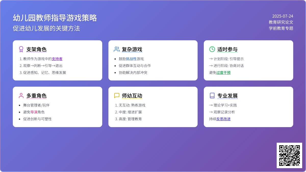 幼儿园教师指导游戏策略论文
