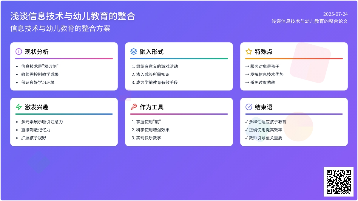 浅谈信息技术与幼儿教育的整合论文