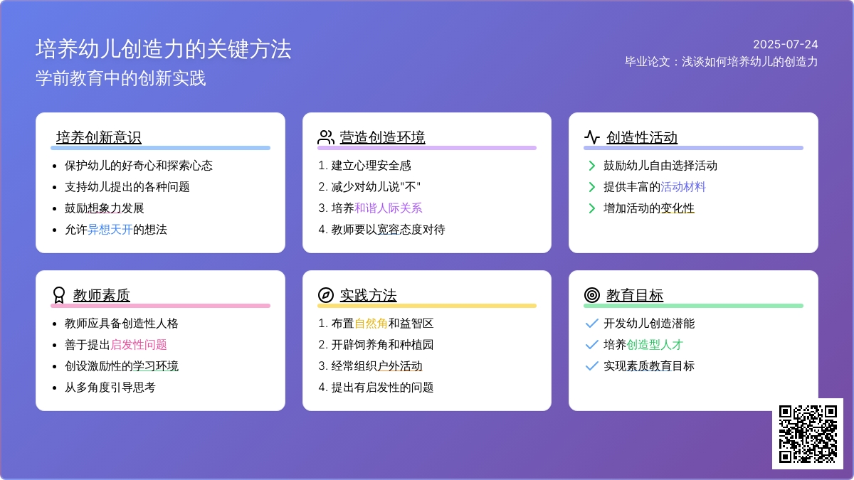毕业论文：浅谈如何培养幼儿的创造力