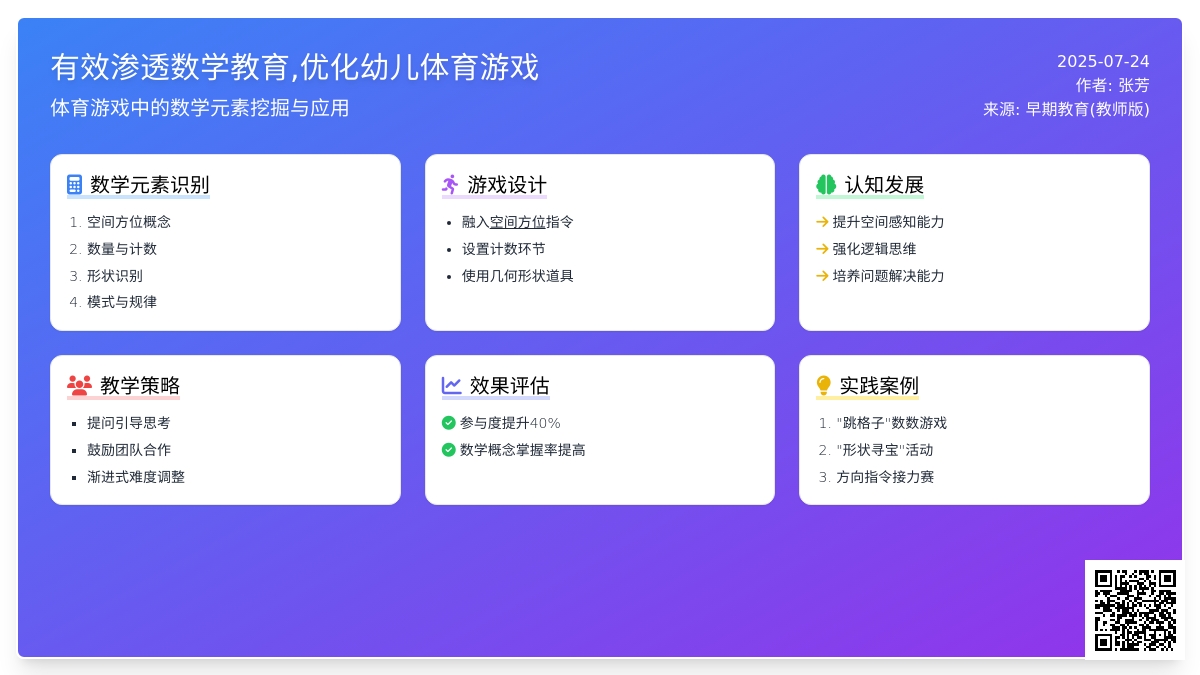 有效渗透数学教育,优化幼儿体育游戏