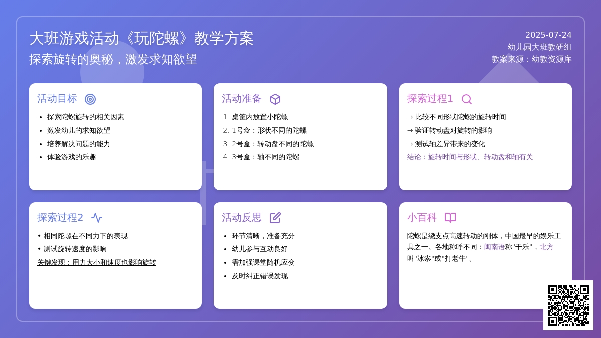 幼儿园大班游戏活动教案《玩陀螺》含反思