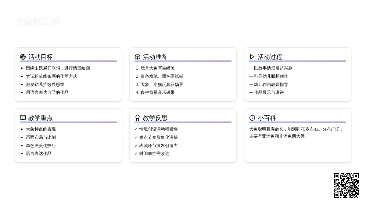 幼儿园大班美术活动教案《大象找工作》含反思