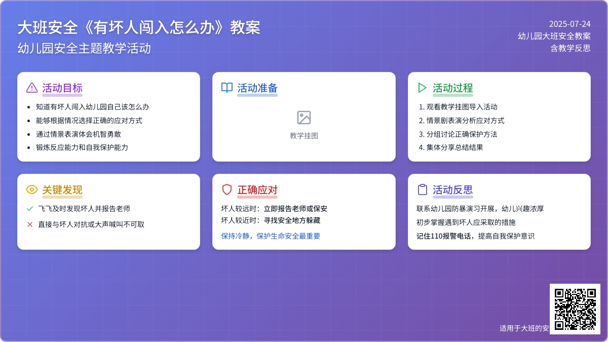幼儿园大班安全教案《有坏人闯入怎么办》含反思