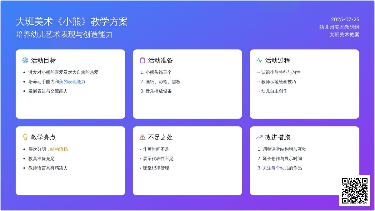 幼儿园大班美术教案《小熊》含反思