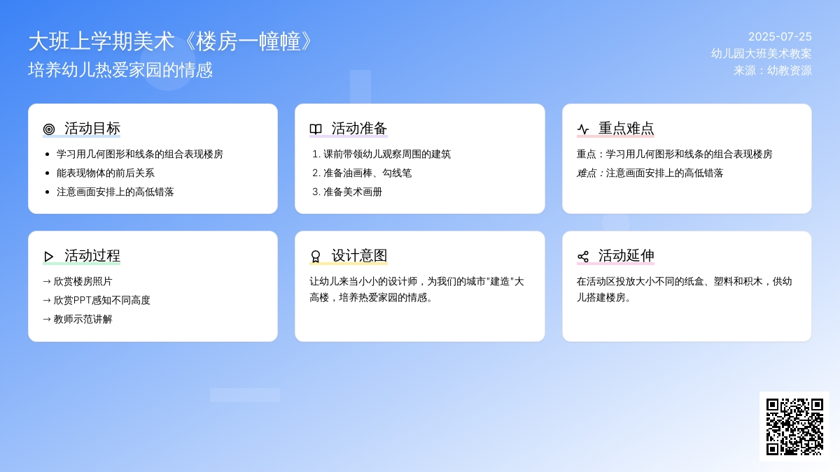 大班上学期美术教案《楼房一幢幢》