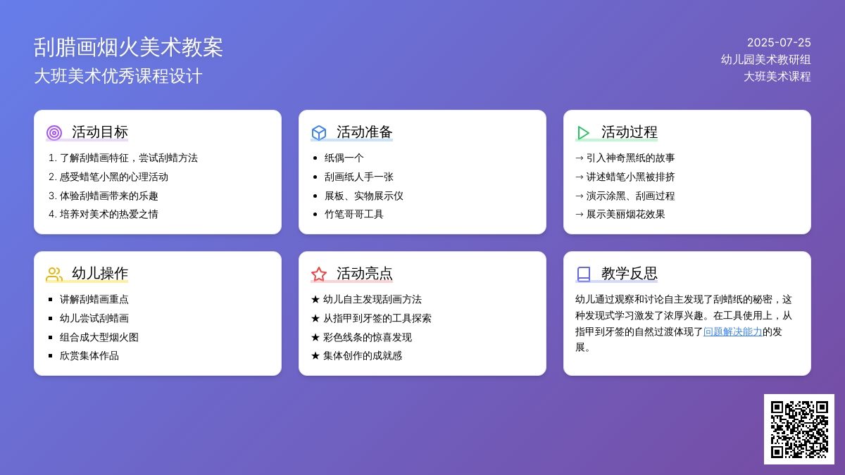 幼儿园大班美术优秀教案《刮腊画烟火》含反思