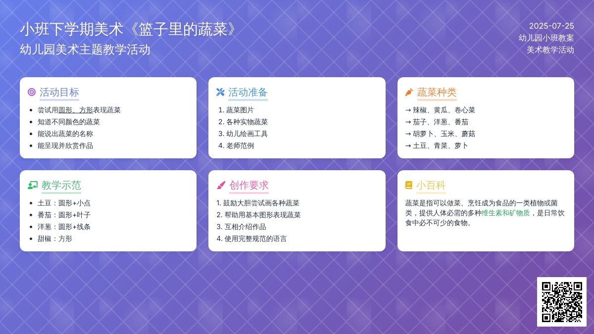 幼儿园小班下学期美术教案《篮子里的蔬菜》