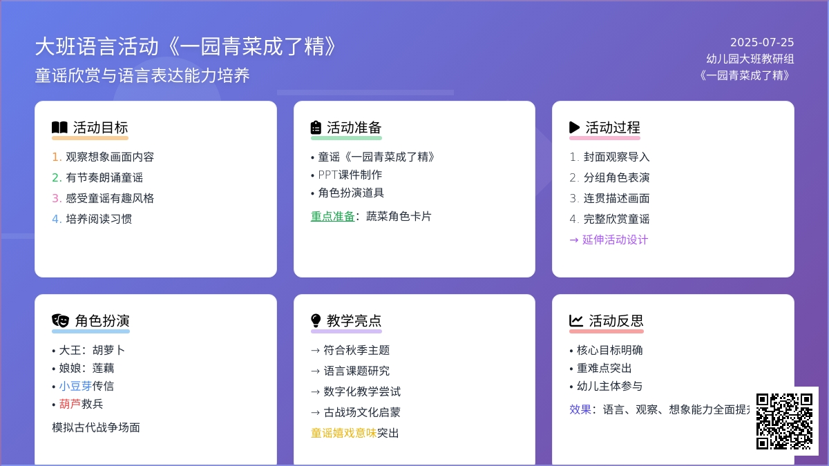 大班语言活动教案《一园青菜成了精》含反思