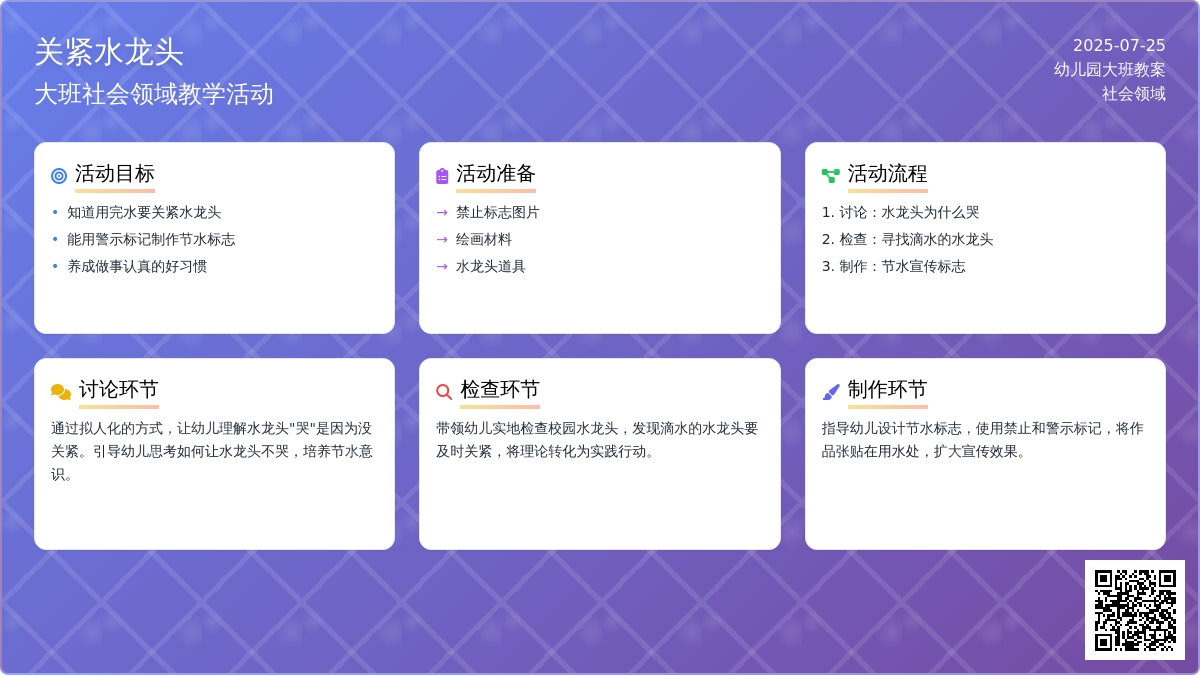 幼儿园大班社会领域教案《关紧水龙头》含反思