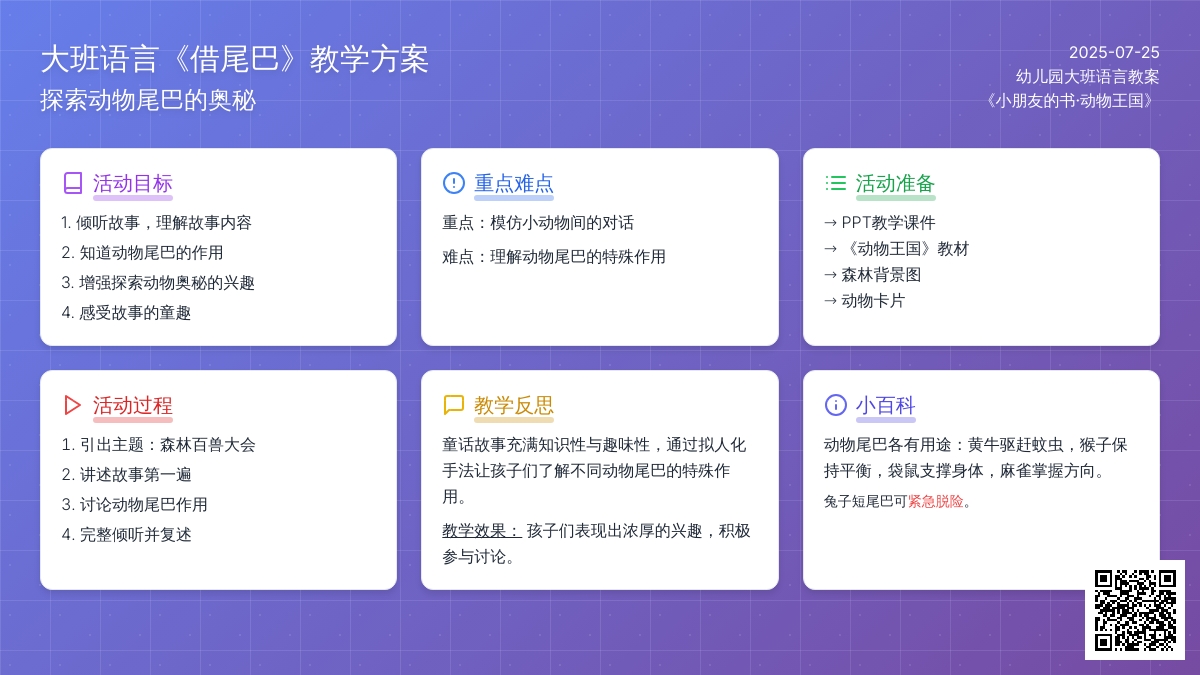 幼儿园大班语言教案《借尾巴》含反思