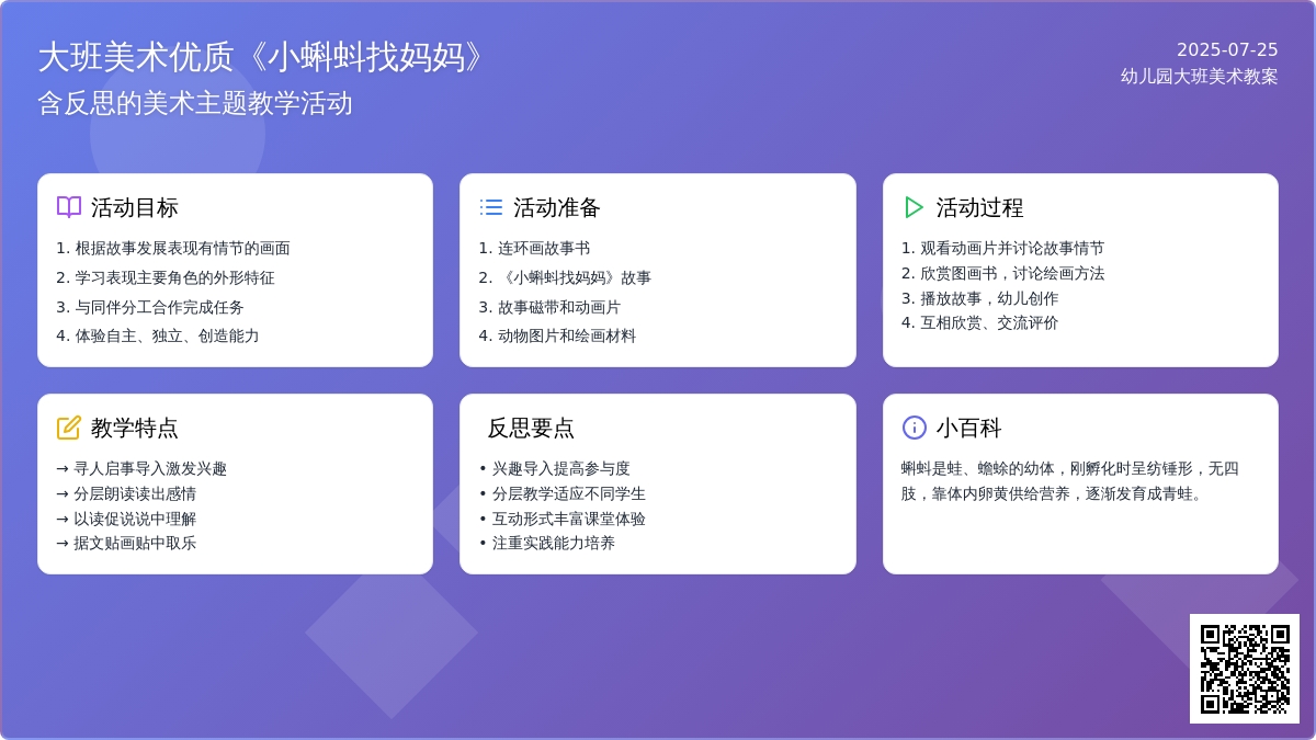 大班美术优质教案《小蝌蚪找妈妈》含反思