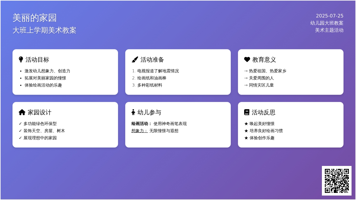 幼儿园大班上学期美术教案《美丽的家园》含反思