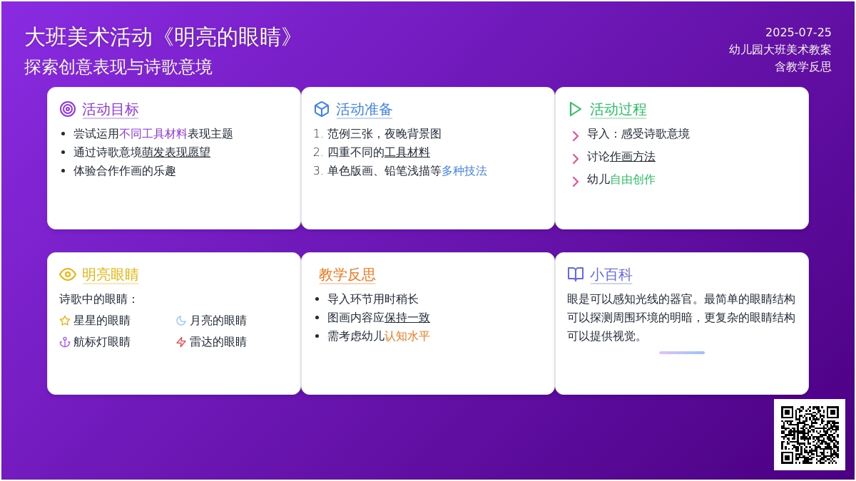 大班美术活动教案《明亮的眼睛》含反思