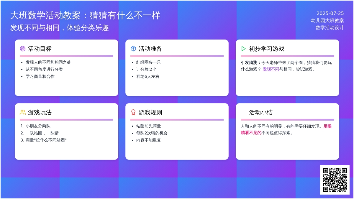 大班数学活动教案：猜猜有什么不一样