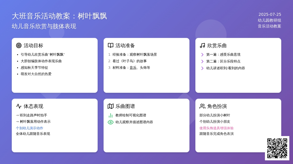 大班音乐活动教案：树叶飘飘