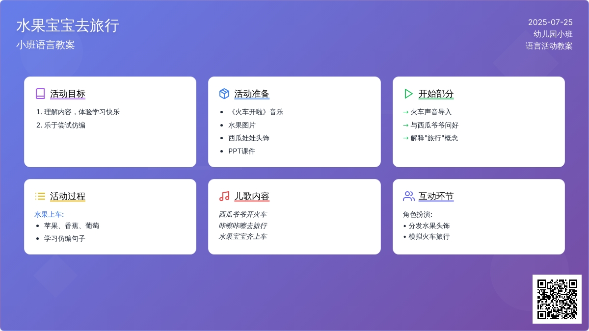 小班语言教案：水果孩子去旅行