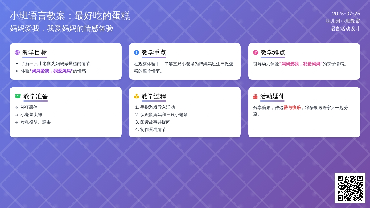 小班语言教案：最好吃的蛋糕