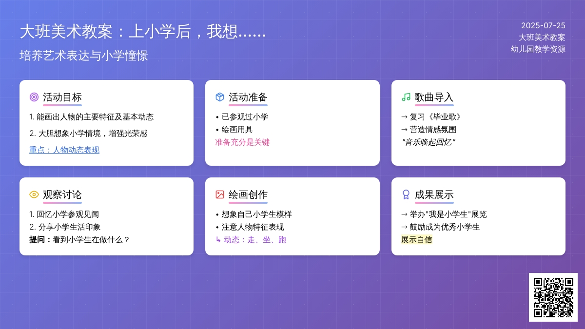 大班美术教案：上小学后，我想……