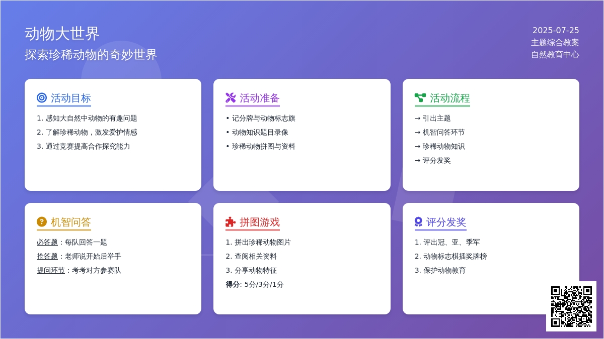 主题综合教案：动物大世界