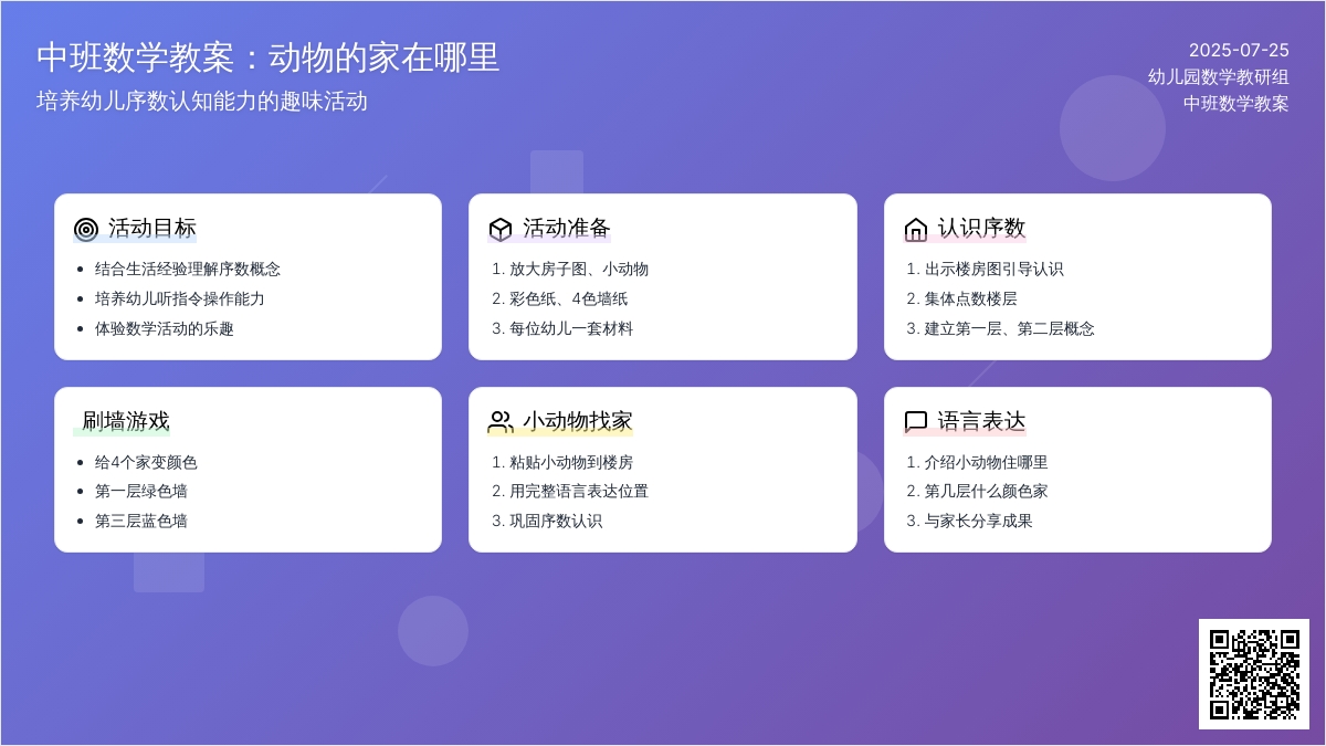 中班数学教案：动物的家在哪里