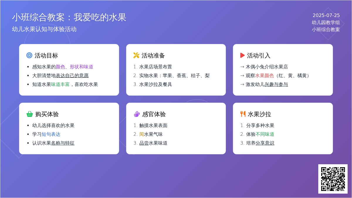 小班综合教案：我爱吃的水果