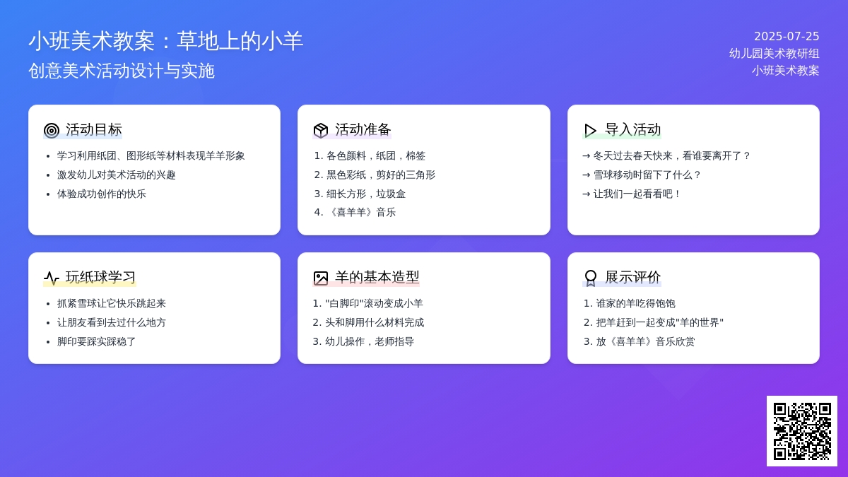 小班美术教案：草地上的小羊