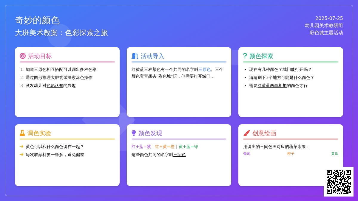 大班美术教案：奇妙的颜色