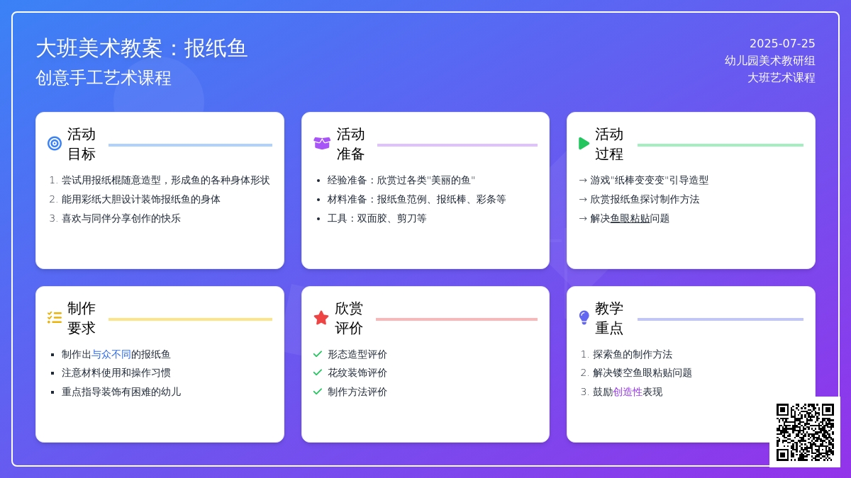大班美术教案：报纸鱼